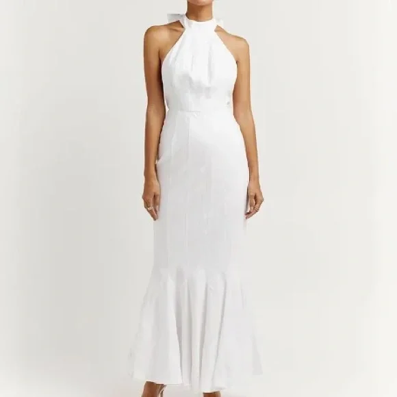 DISSH | Dresses | Nwt Dissh Size 6 Us Aisle High Neck Linen Bow Back  Mermaid Dress Small Flaw | Poshmark